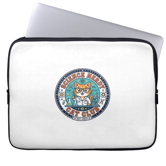 Science Nerdy Cat Cat Mum Gift Idea - Science Nerd Laptop Sleeve (Front)