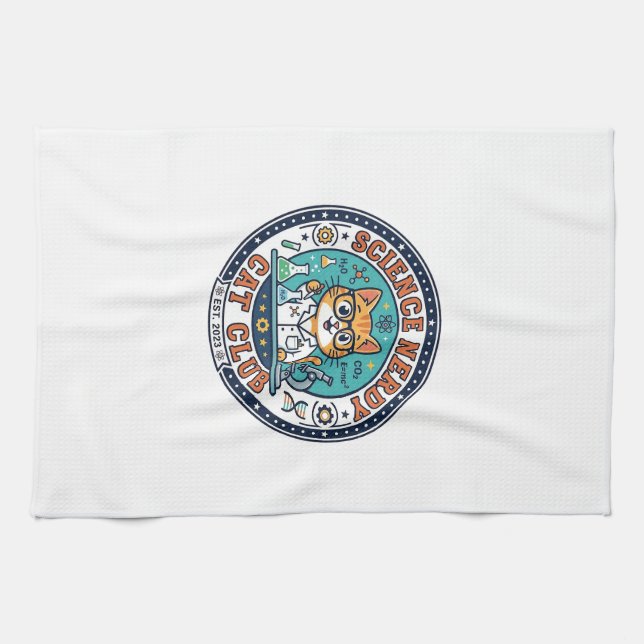 Science Nerdy Cat Cat Mum Gift Idea - Science Nerd Tea Towel (Horizontal)