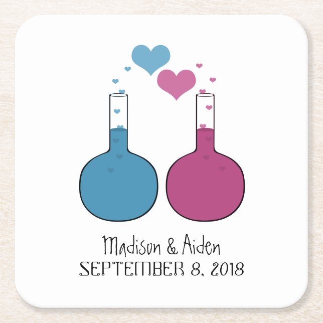 Science of Love Wedding Paper Coasters (Front)