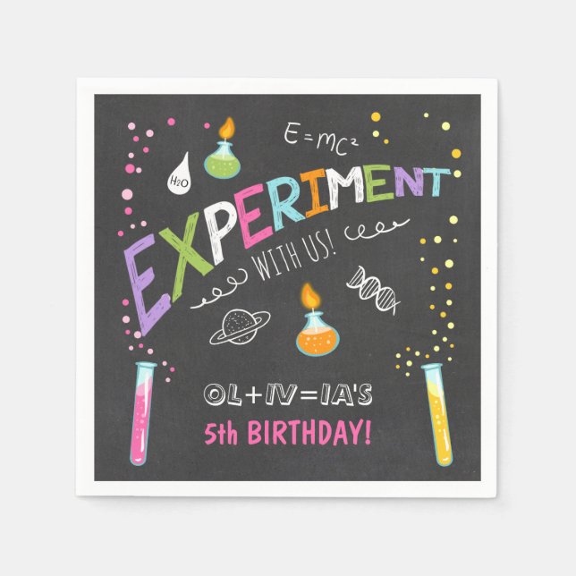 Science Paper Napkin Experiment Lab Birthday Party (Front)
