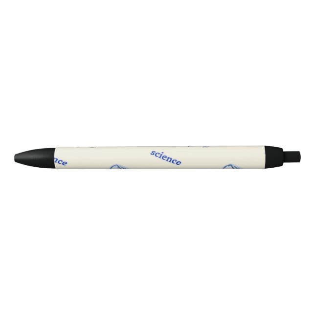 Science pattern on cream black ink pen (Front)