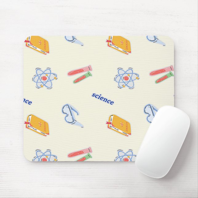 Science pattern on cream mouse pad (With Mouse)