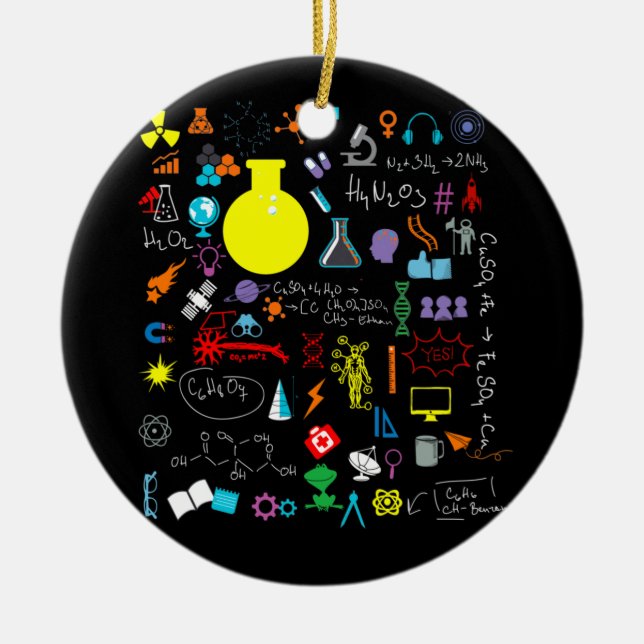 Science Physic Math Chemistry Biology Astronomy Ceramic Tree Decoration (Front)