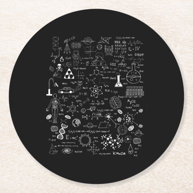 Science Physic Math Chemistry Biology Astronomy Round Paper Coaster (Front)