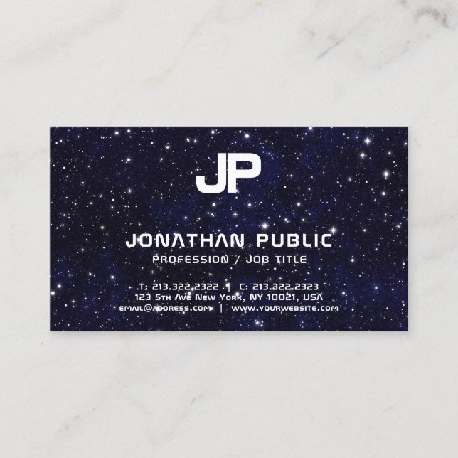 Science Physics Space Universe Monogram Plain Business Card (Front)