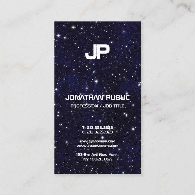 Science Physics Space Universe Monogram Plain Business Card (Front)