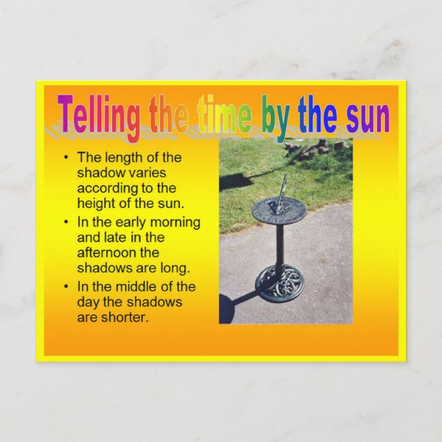Science, Physics, Telling the time by the sun Postcard (Front)