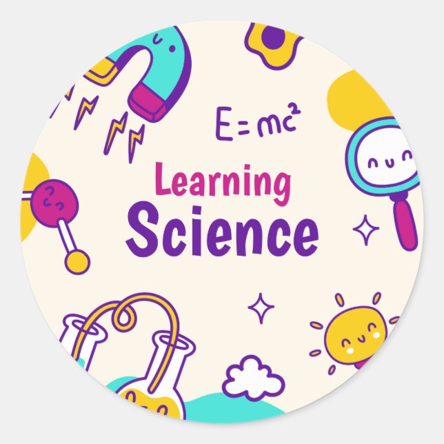 Science Program Labels, Back To School Activity Classic Round Sticker (Front)