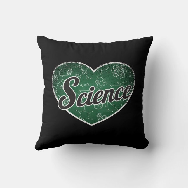 Science Retro Heart Blackboard Love Cushion (Back)