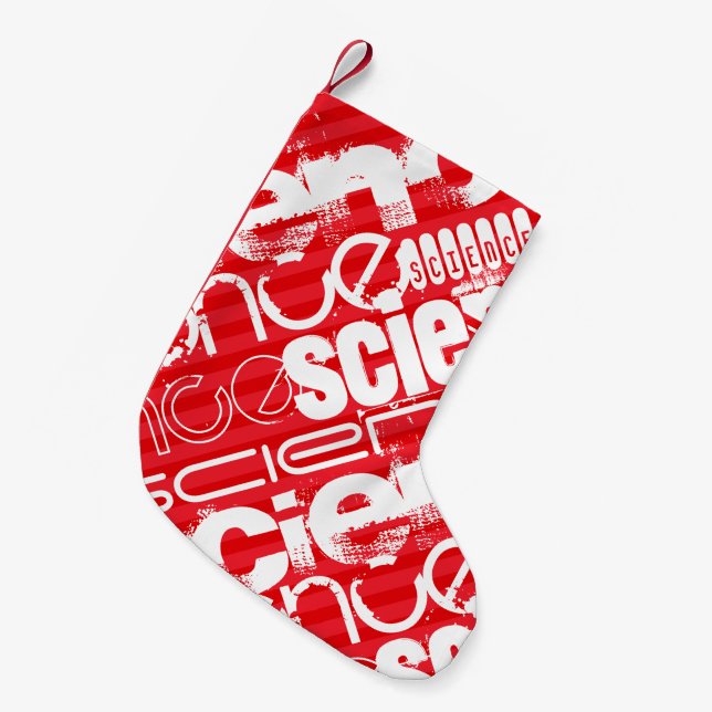 Science; Scarlet Red Stripes Small Christmas Stocking (Front (Hanging))