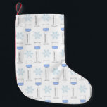 Science Snowflake Beaker Graduated Cylinder Winter Small Christmas Stocking<br><div class="desc">Great for the science lover! This pattern of beakers,  graduated cylinders and snowflakes is perfect for the Christmas holidays.</div>
