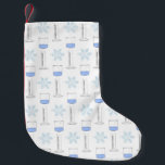 Science Snowflake Beaker Graduated Cylinder Winter Small Christmas Stocking<br><div class="desc">Great for the science lover! This pattern of beakers,  graduated cylinders and snowflakes is perfect for the Christmas holidays.</div>