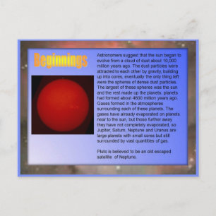 Science,  Solar System, Beginnings Postcard
