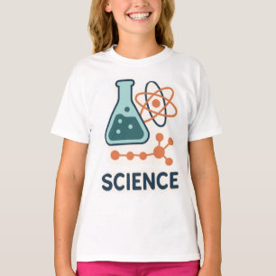 Science Subject Sticker – Flask, Molecules & Atom T-Shirt