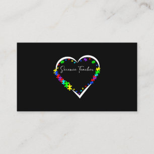 Science Teacher Autism Puzzle Love Heart Autism Aw Business Card