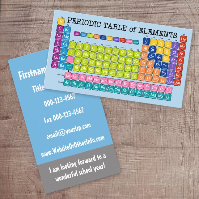 Science Teacher Contact Information Business Card (Custom Business Card)