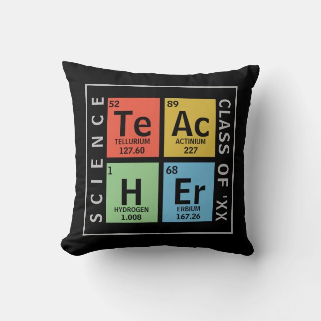 Science Teacher Elements Class Year Black Cushion (Front)