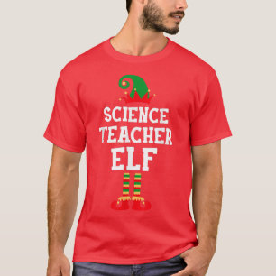 Science Teacher Elf Matching Family Group Christma T-Shirt