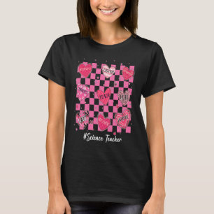 Science Teacher Hearts Teach Love Inspire Womens V T-Shirt