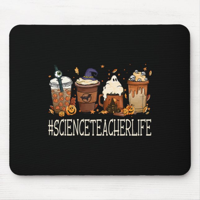 Science Teacher Horror Fall Coffee Halloween Pumpk Mouse Pad (Front)