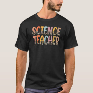 Science Teacher Leopard Teach Love Inspire Back To T-Shirt