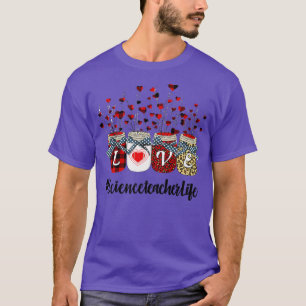 Science Teacher Life Happy Valentines Day Leopard T-Shirt