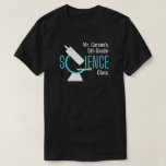 Science Teacher | Microscope Personalised Class T-Shirt<br><div class="desc">Here's a great gift for your "GOAT" (greatest of all time teacher)! The same design is on the front and the back. It features the word science spelled out with a microscope in place for the first letter "c" ... and the text which can be fully updated by you says...</div>