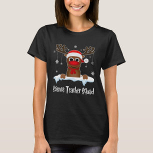 Science Teacher Squad Reindeer Santa Hat Christmas T-Shirt