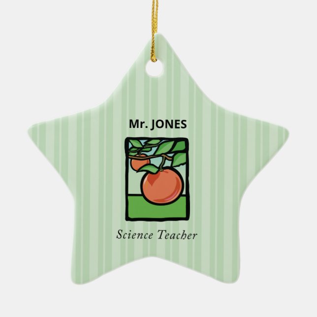 Science Teacher Thank You, Apple Ceramic Tree Decoration (Front)