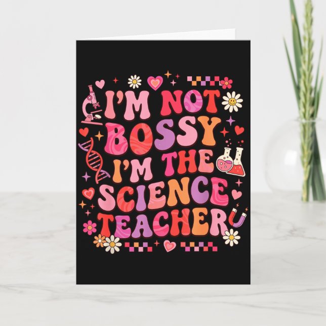 Science Teacher Valentine Retro Groovy Biology Che Card (Front)