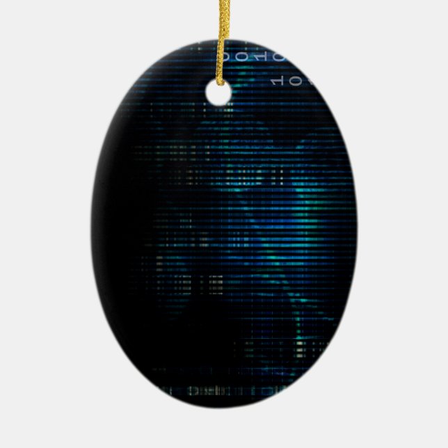 Science Technology Data as a Abstract Art Ceramic Tree Decoration (Front)