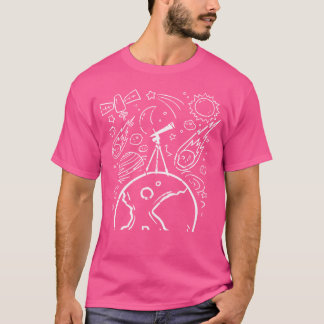 Science Telescope Astronaut Planet Astronomy T-Shirt