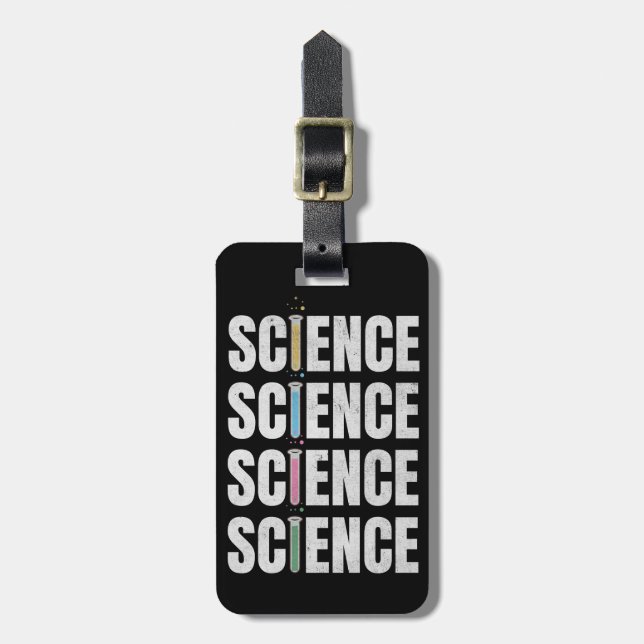 Science text design luggage tag (Front Vertical)