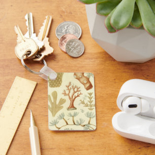 Science Textbook Biology, Vintage Coral Animals Key Ring