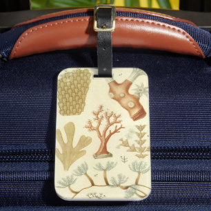 Science Textbook Biology, Vintage Coral Animals Luggage Tag