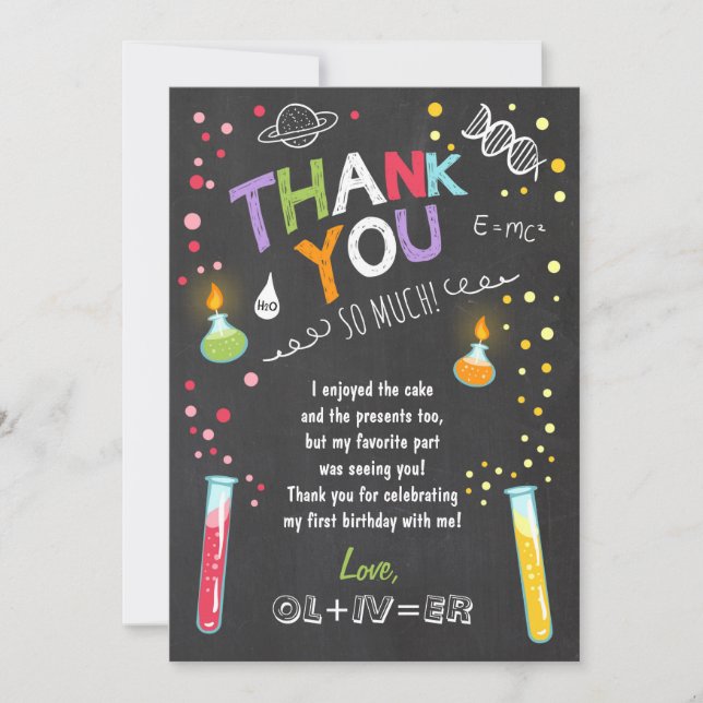 Science Thank You Card Experiment Birthday Boy (Front)