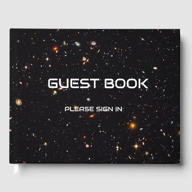 Science Theme with deep space photo Guest Book (Front)