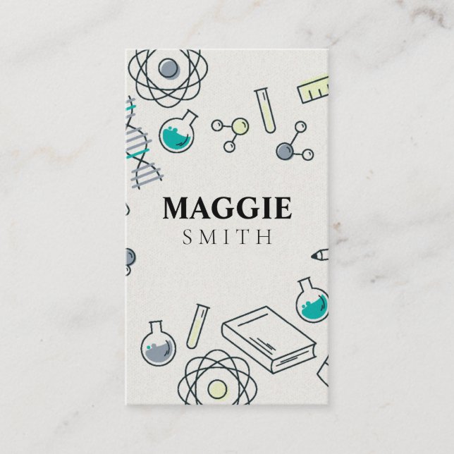 Science Tutor Teacher Chemistry Cute Business Card (Front)
