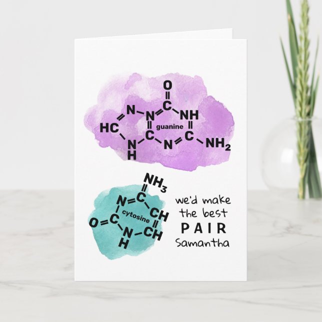 Science Valentine We'd Make the Best Pair DNA Name Holiday Card (Front)