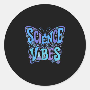 Science vibes groovy first day of back to school classic round sticker