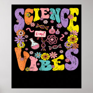 Science Vibes Retro 1st Day of Back School Teacher Poster
