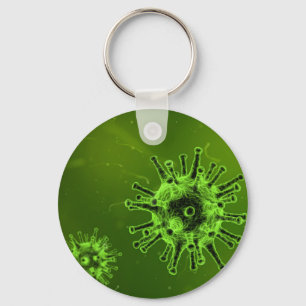 Science virus bacteria microscope green key ring