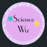 Science Wiz with Stars Classic Round Sticker<br><div class="desc">Great stickers for an exceptional science student!</div>