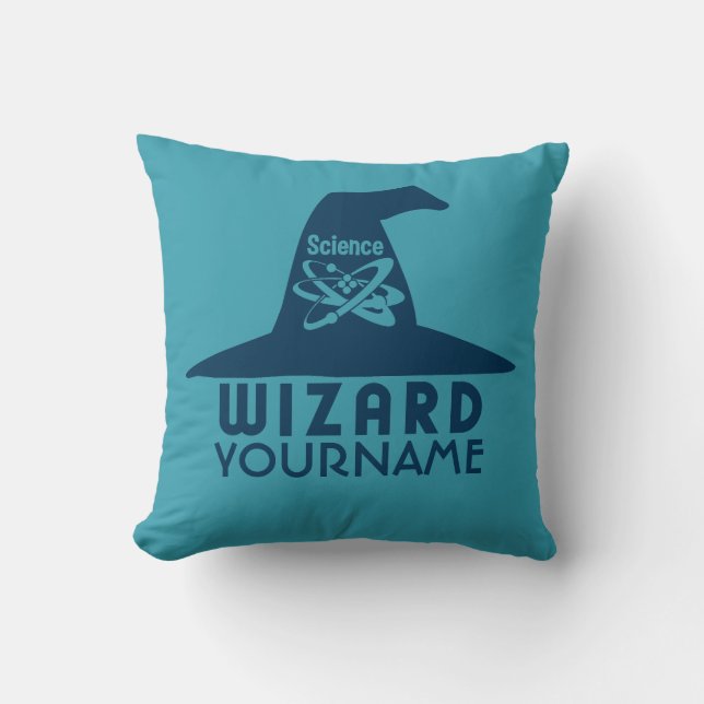 Science Wizard custom colour throw pillow (Front)