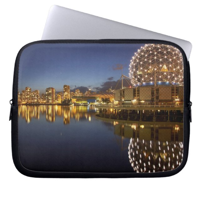 Science World and CBD reflected in False Creek, Laptop Sleeve (Front)