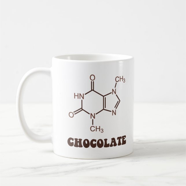 Scientific Chocolate Element Theobromine Molecule Coffee Mug (Left)