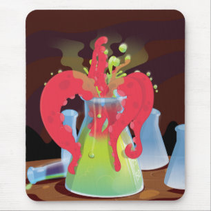 Scientific experiment flask Monster Mouse Pad