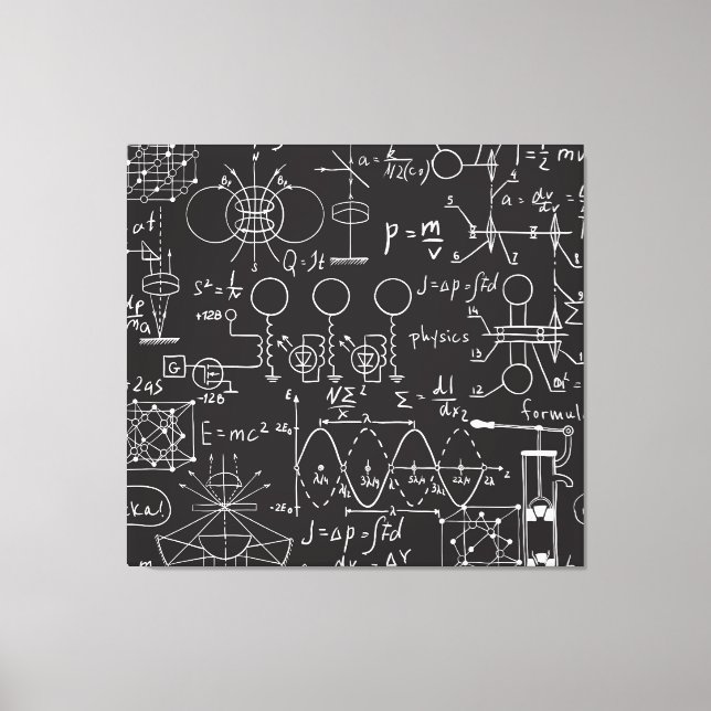 Scientific Formulas: Chalkboard Calculations Patte Canvas Print (Front)