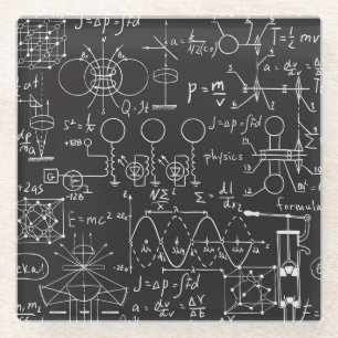 Scientific Formulas: Chalkboard Calculations Patte Glass Coaster