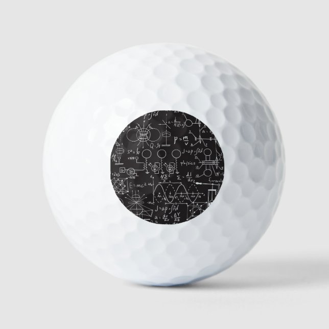 Scientific Formulas: Chalkboard Calculations Patte Golf Balls (Front)